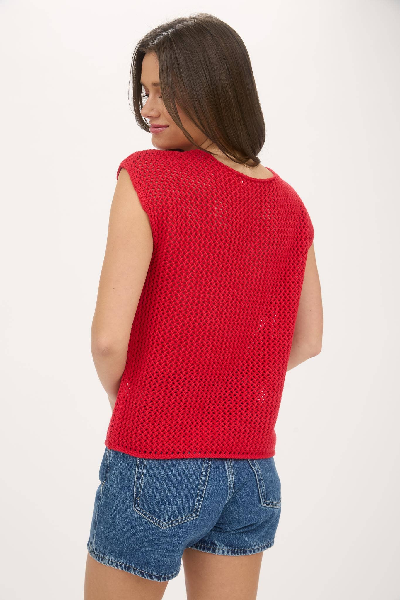 Blu Pepper AMERICAN FLAG CROCHET KNIT TOP