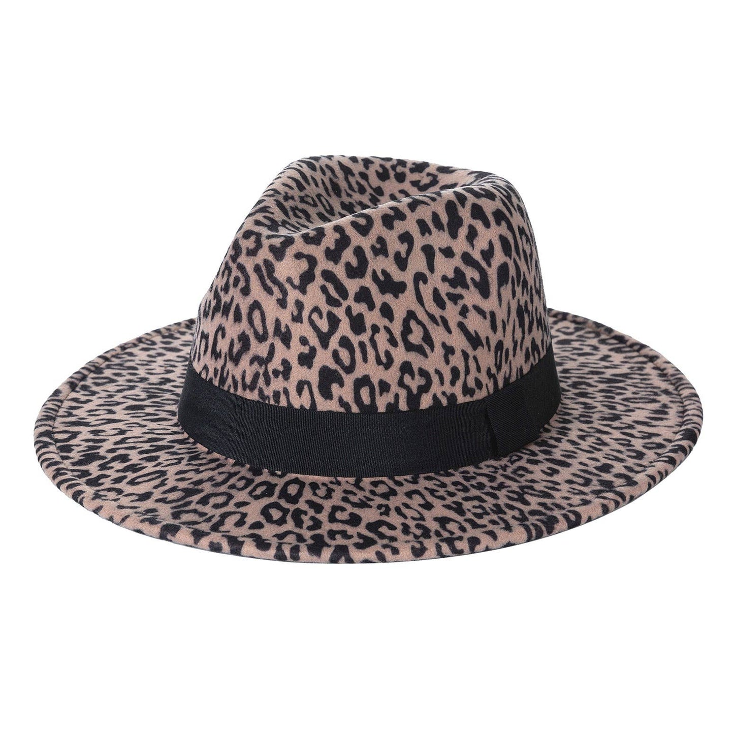 Black Band Leopard Animal Print Fedora Hat