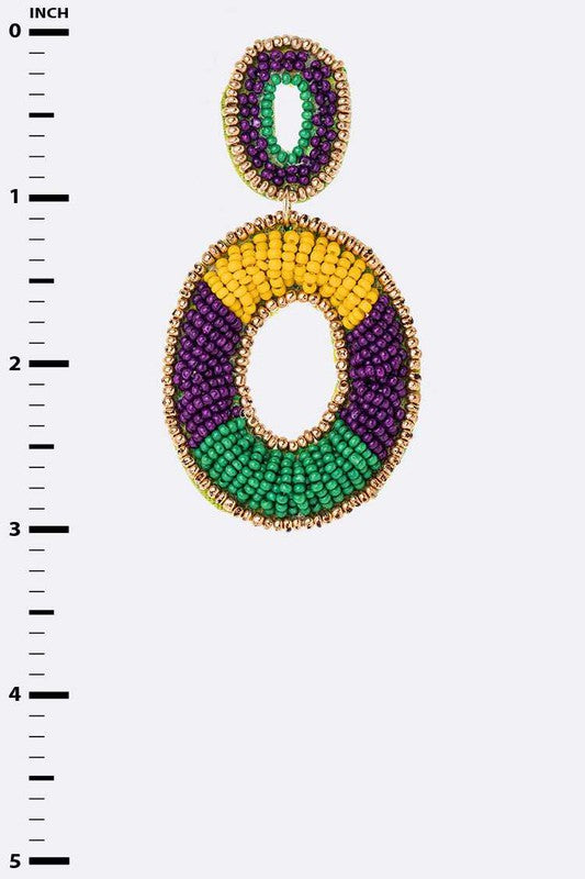 Mardi Gras Beaded Iconic Earrings