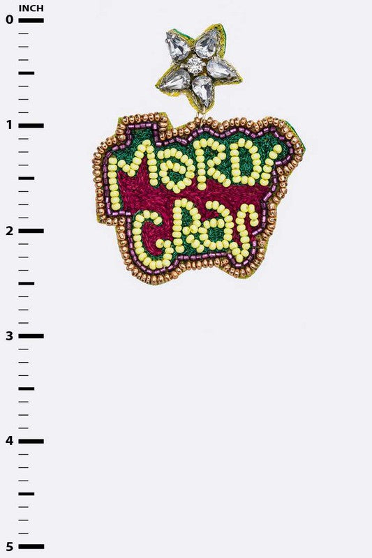 Mardi Gras Star Beaded Earrings