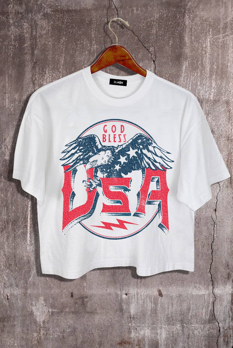 God Bless USA Graphic Crop Tee