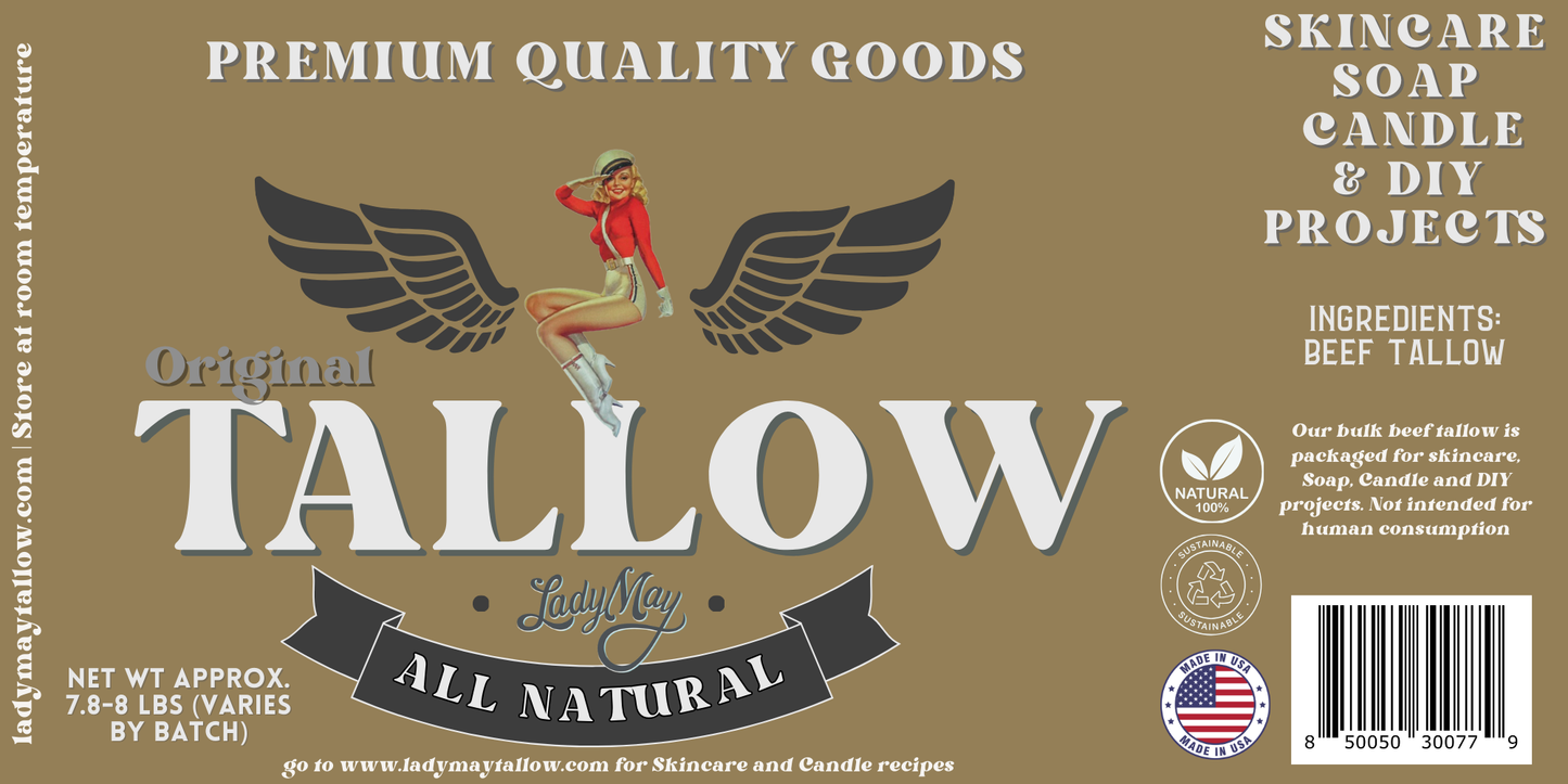 Unscented Bulk Beef Tallow - 8 Pounds | 100% Natural & Pure