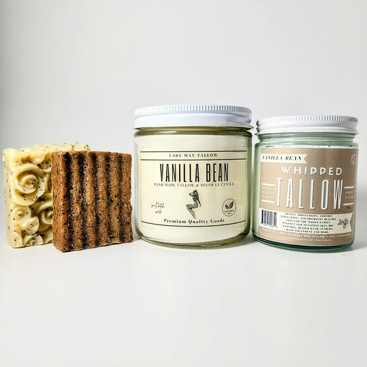 All-Natural Vanilla Gift Set | Whipped Tallow, Candle, and Soap