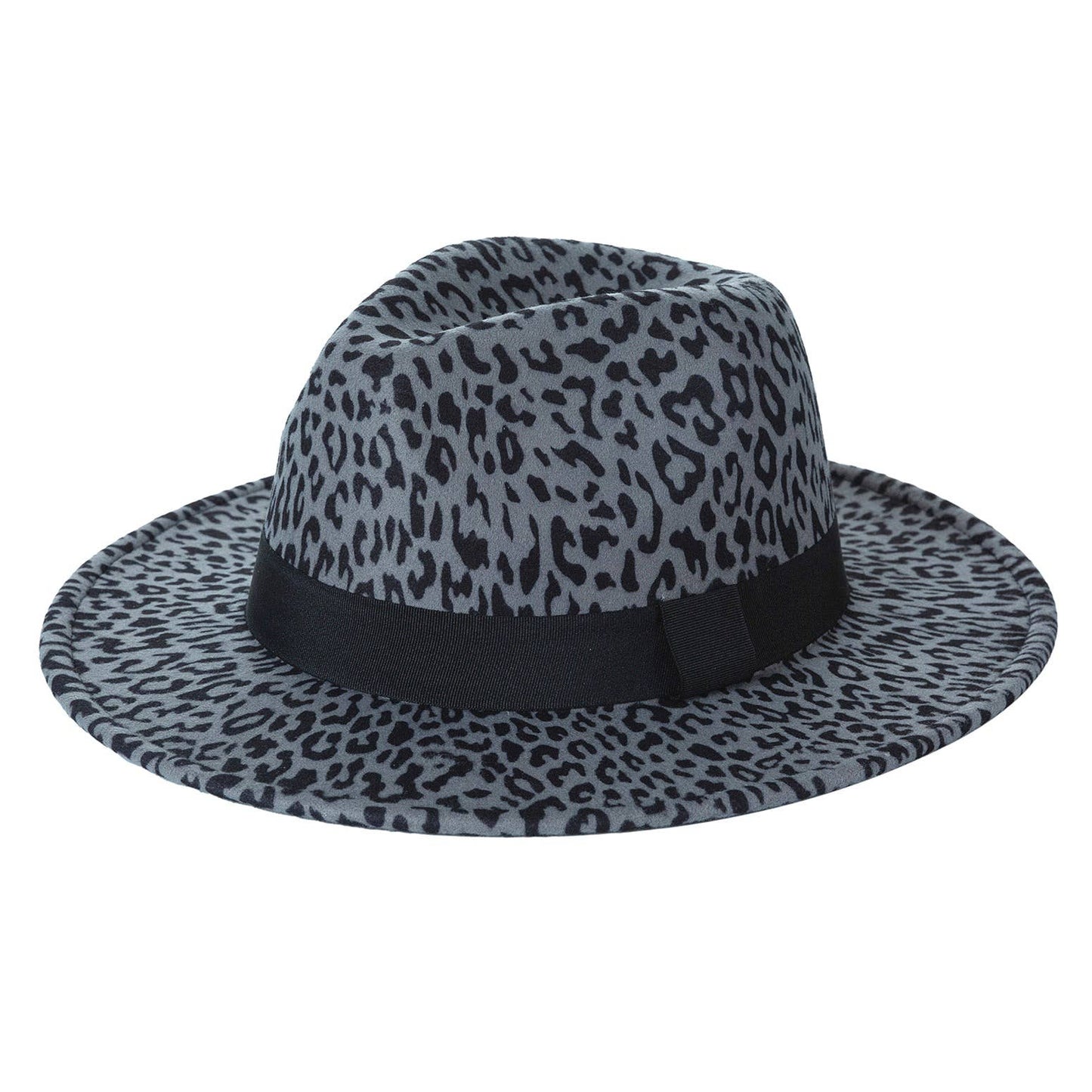 Black Band Leopard Animal Print Fedora Hat