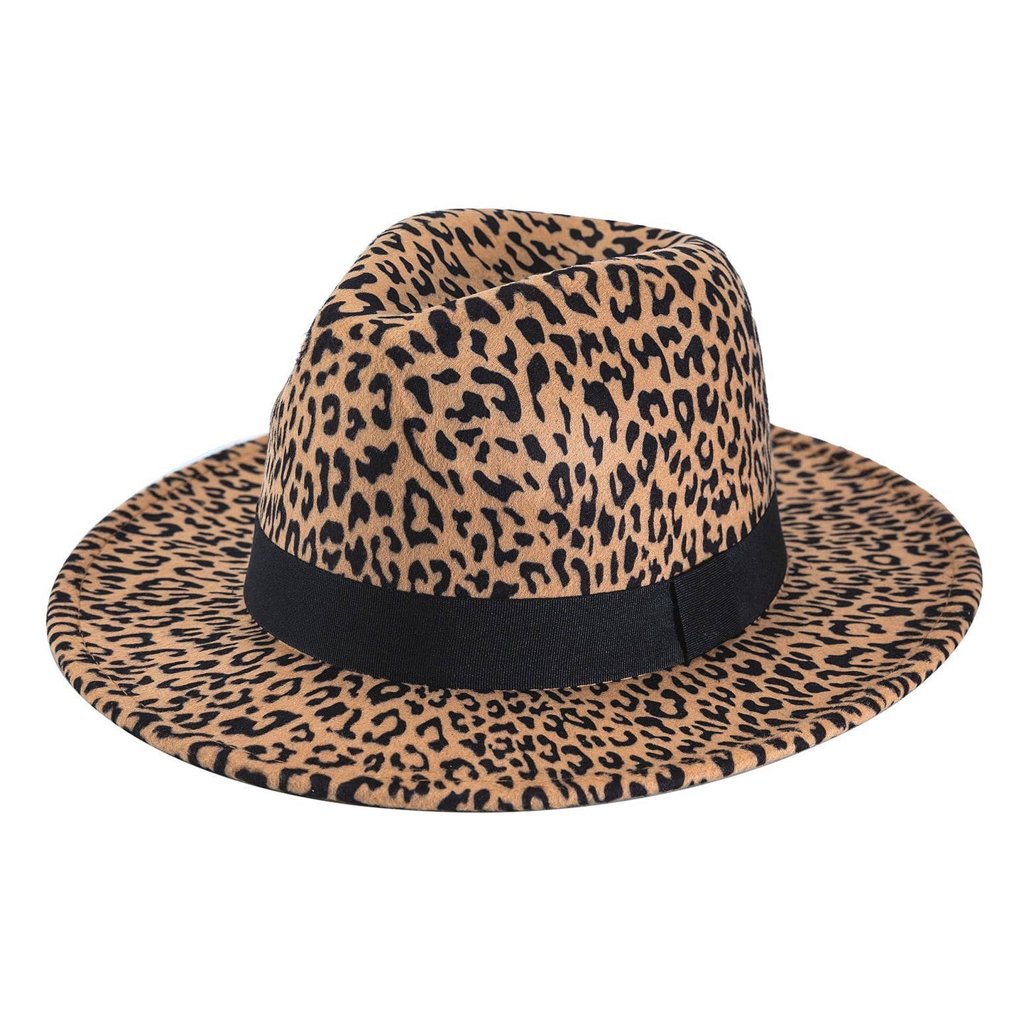 Black Band Leopard Animal Print Fedora Hat