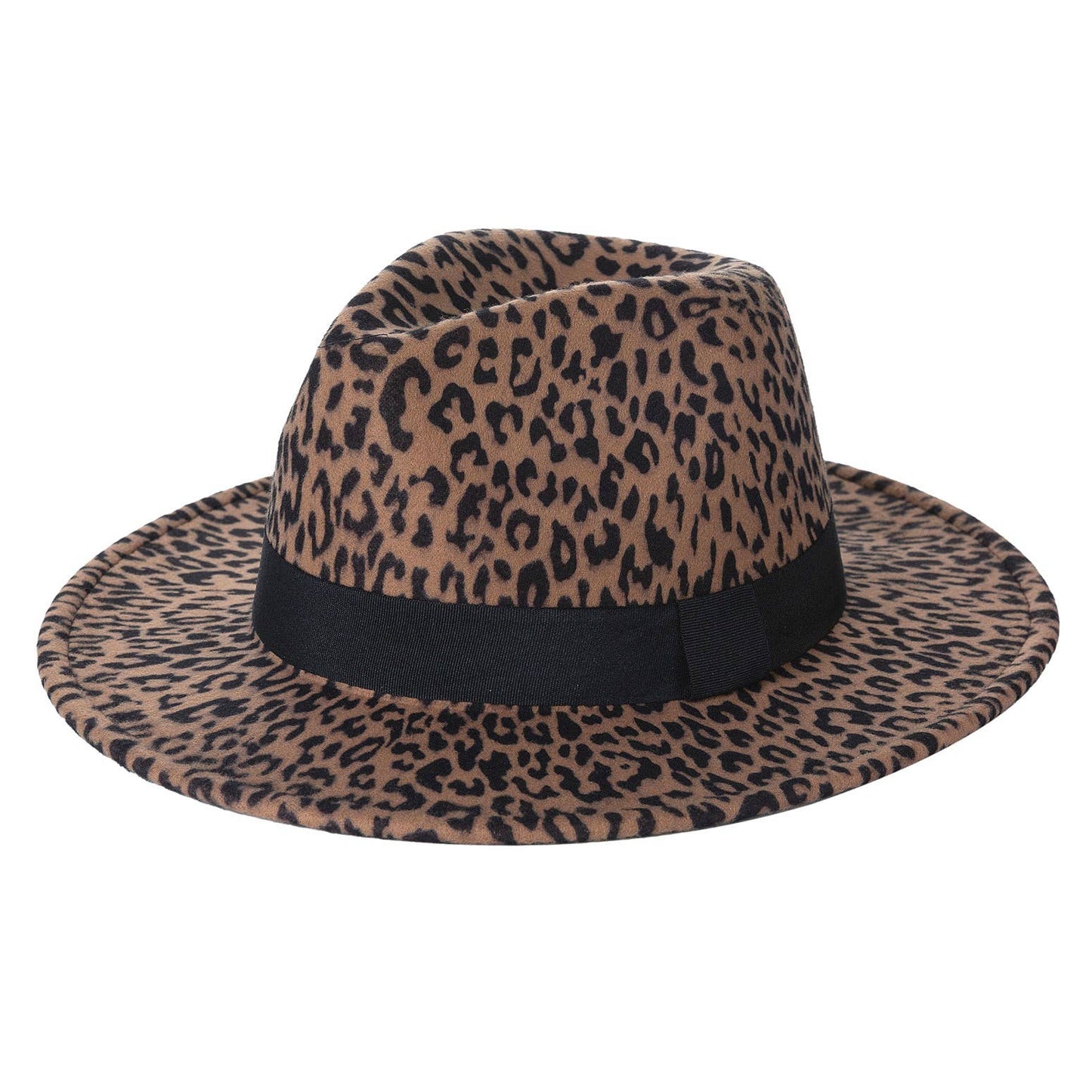 Black Band Leopard Animal Print Fedora Hat