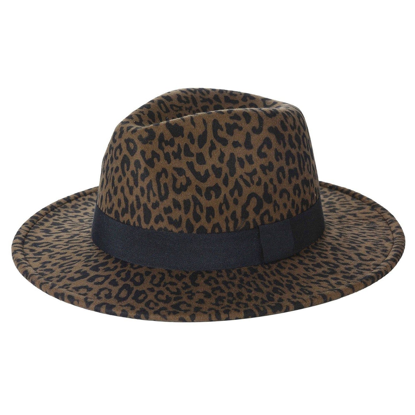 Black Band Leopard Animal Print Fedora Hat