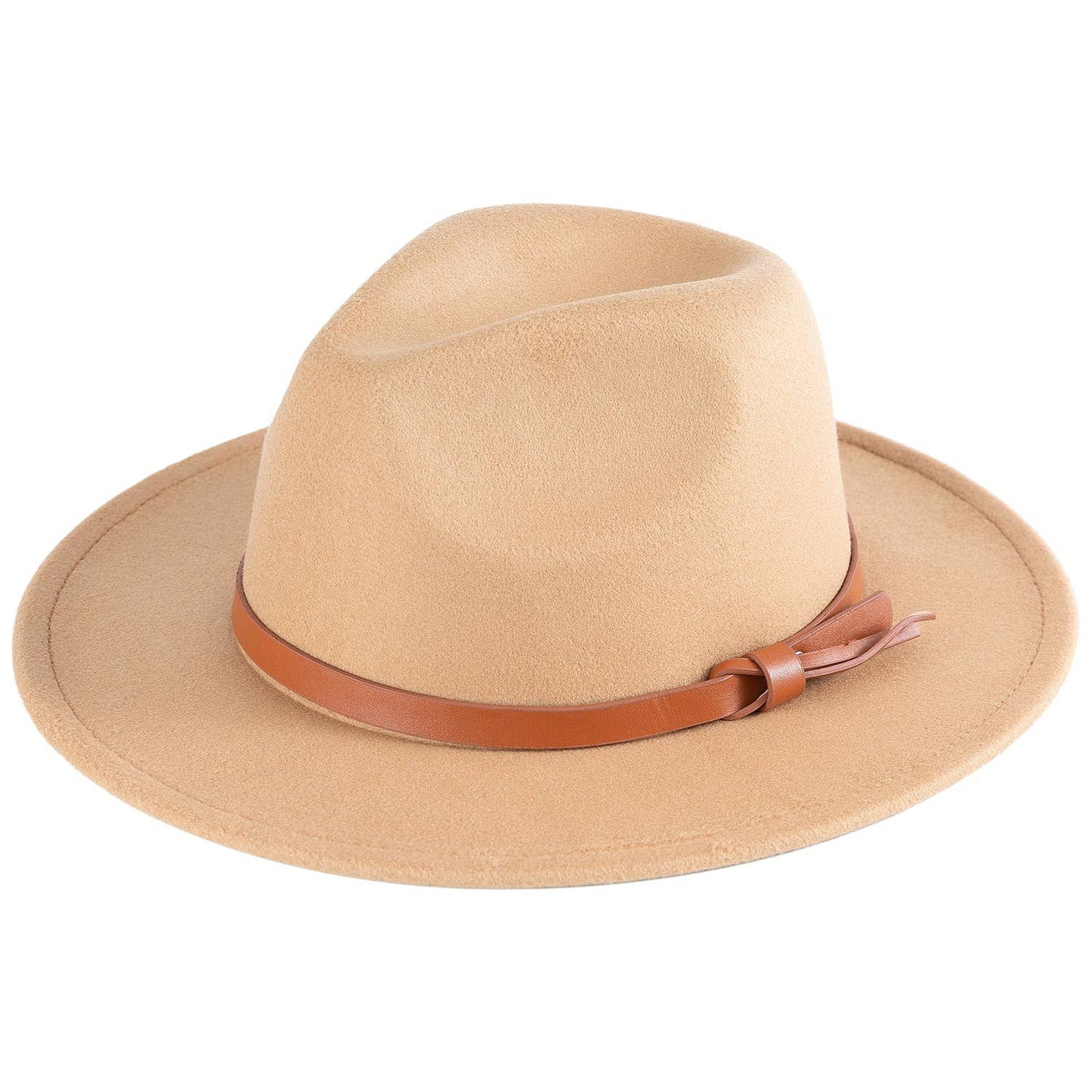 Knotted PU Leather Trim Deco Fedora Hat
