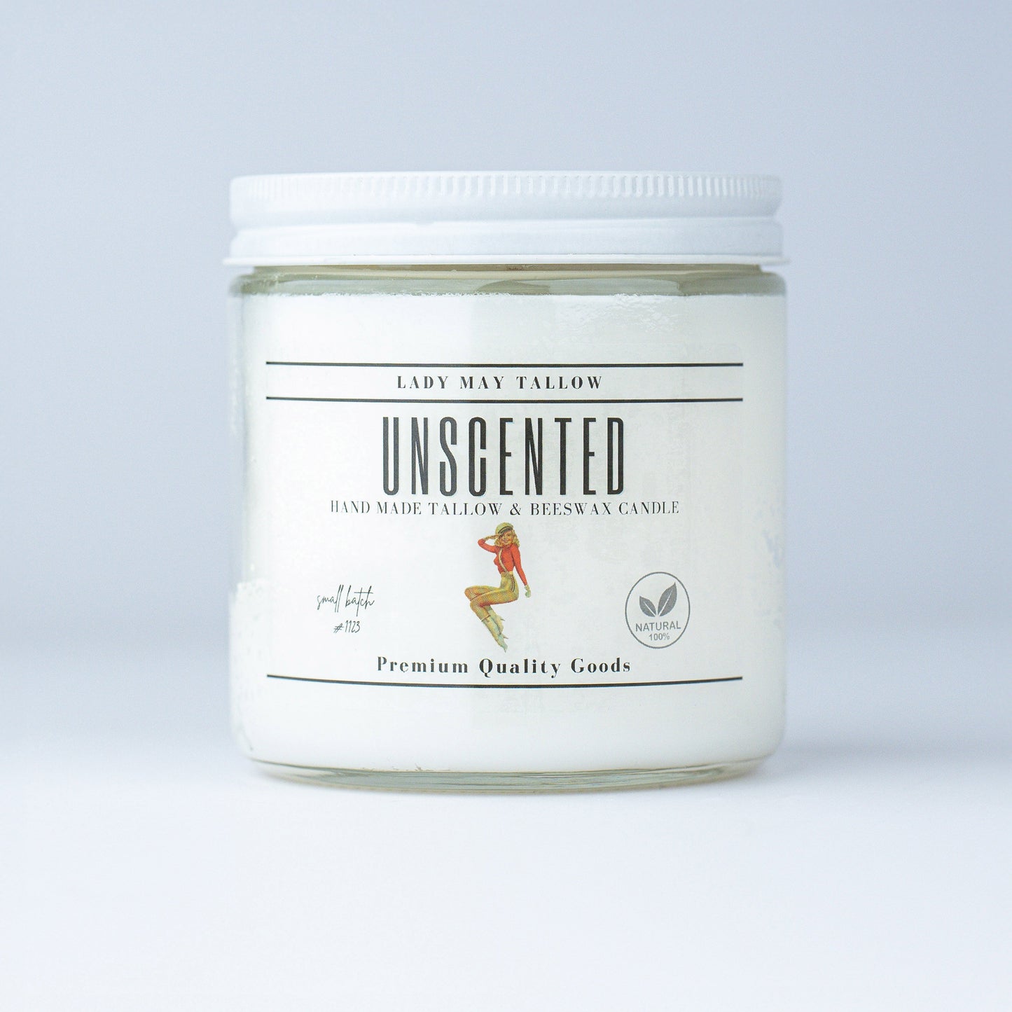 Unscented Tallow & Beeswax Candle | All Natural, Non-Toxic, Clean Burning