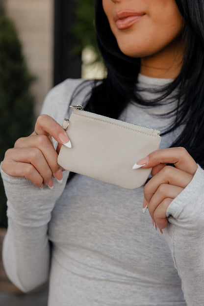 Almond Cream Small Zipper Pouch