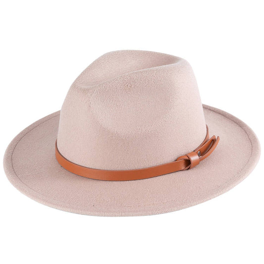 Knotted PU Leather Trim Deco Fedora Hat