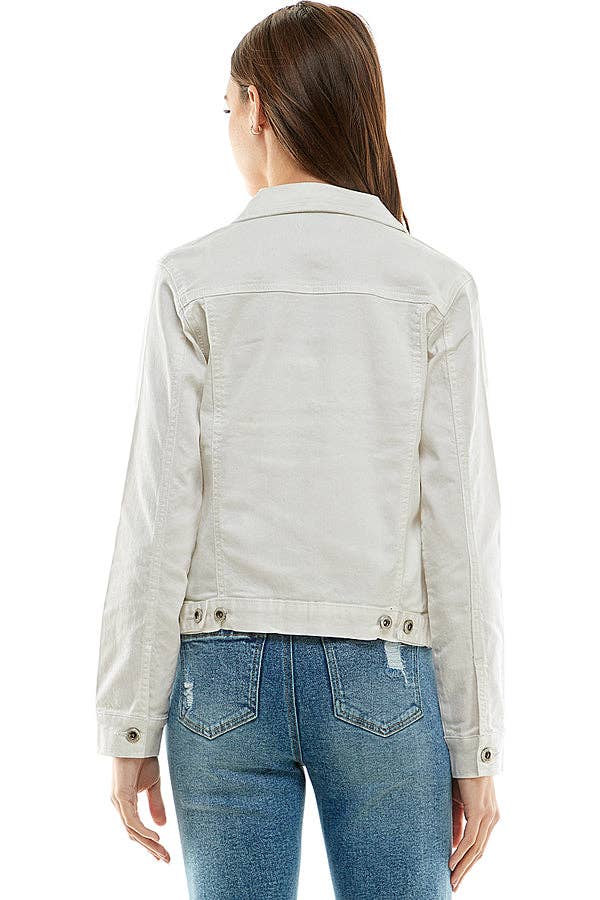 Cotton Blend Stretched  Ladies  Casual Denim Jacket