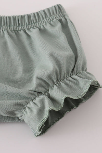 Sage stripe french knot bloomer set