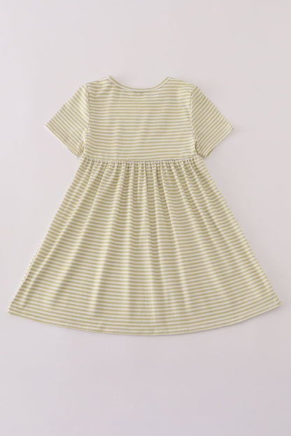 Pinecone embroidery stripe dress