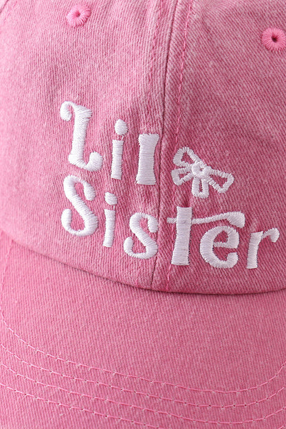 Pink sister embroidery baseball cap