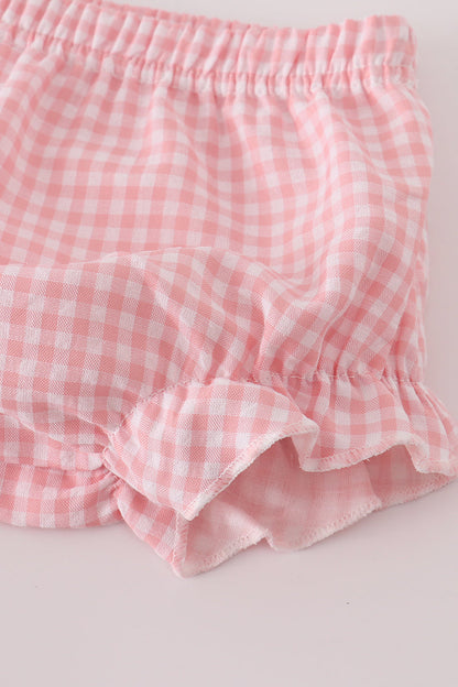 Pink floral smocked bloomer set