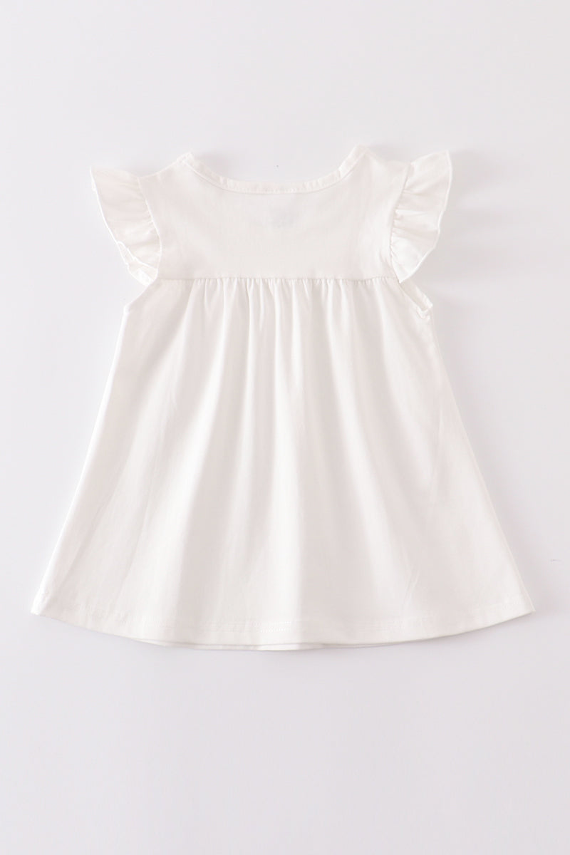 Cream basic ruffle top