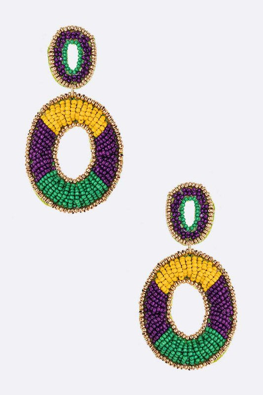 Mardi Gras Beaded Iconic Earrings