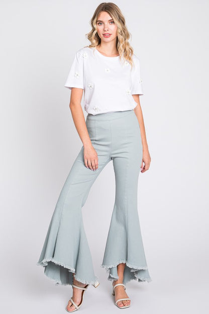 Stretch Denim Pintuck Pleated Jeans