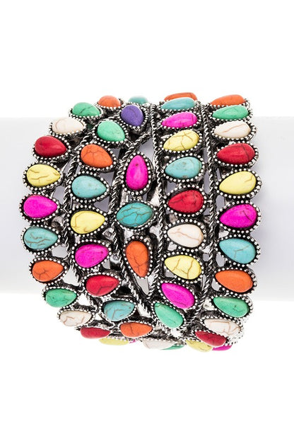 Compressed Stone Western Oversize Bangle