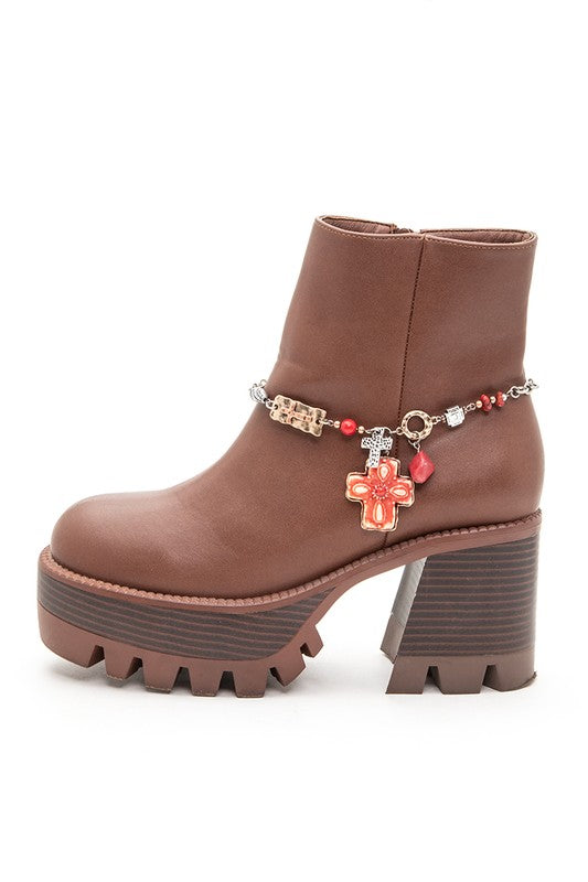 Mix Tone Cross Western Boot Charm