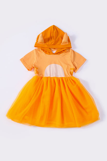 Orange hoodie girl dress