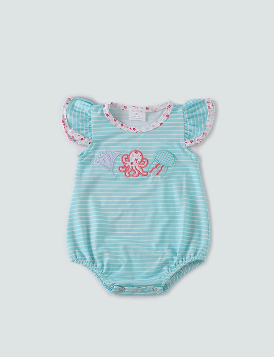 Mint marine  embroidery girl bubble