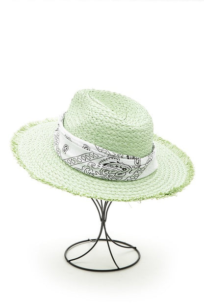 Bandana Mint Color Straw Hat