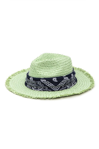 Bandana Mint Color Straw Hat