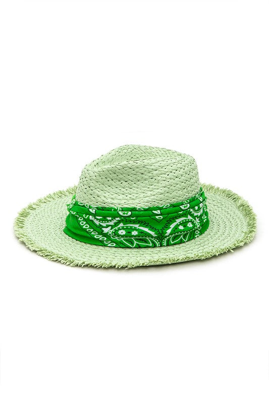 Bandana Mint Color Straw Hat