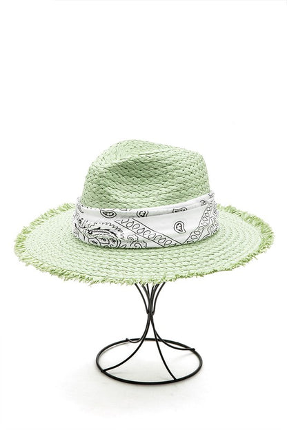 Bandana Mint Color Straw Hat