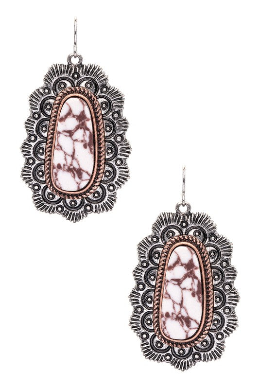 Western Engraved Stone Earrings