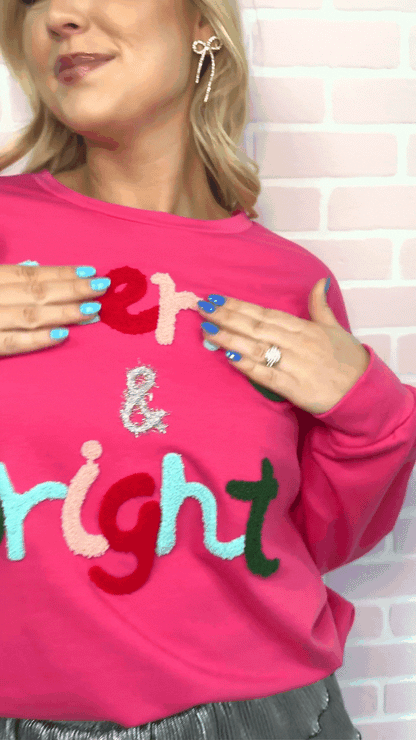 Merry & Bright Hot Pink Sweatshirt
