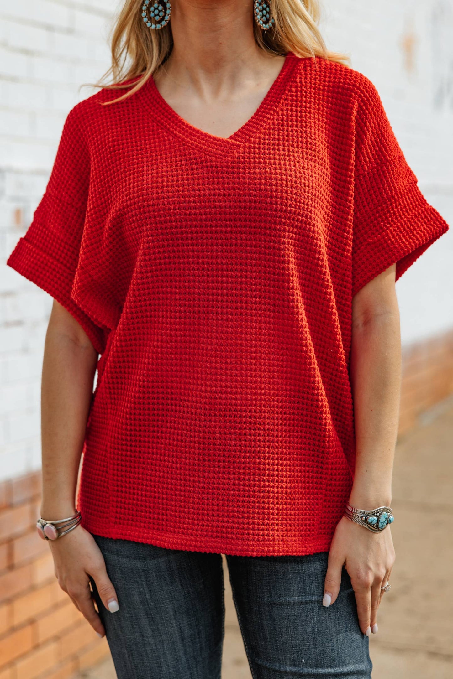 Crochet V Neckline Relaxed Poncho Top