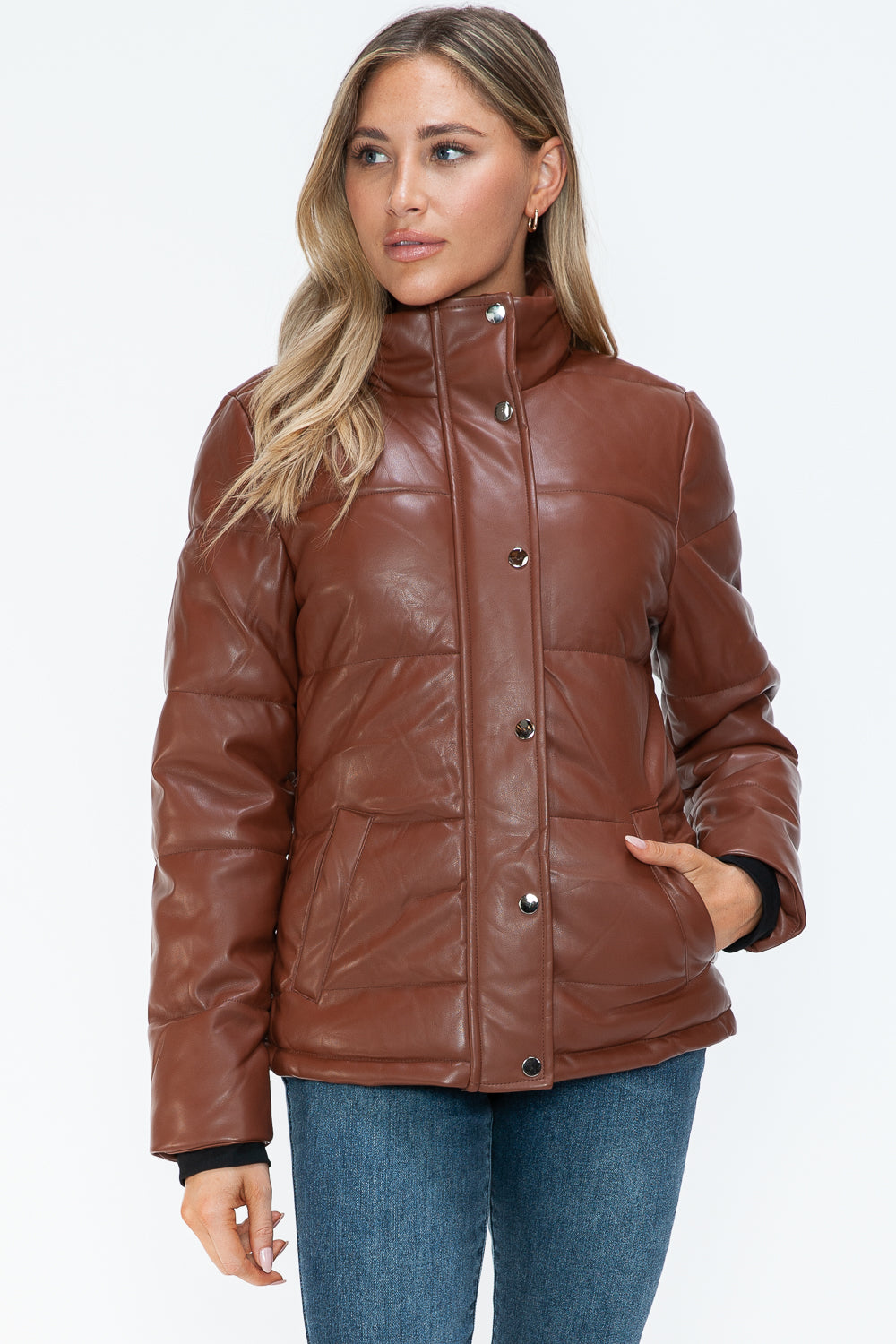 YMI Pocketed Zip Up Turtleneck Puffer Jacket