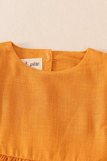 Mustard linen ruffle dress