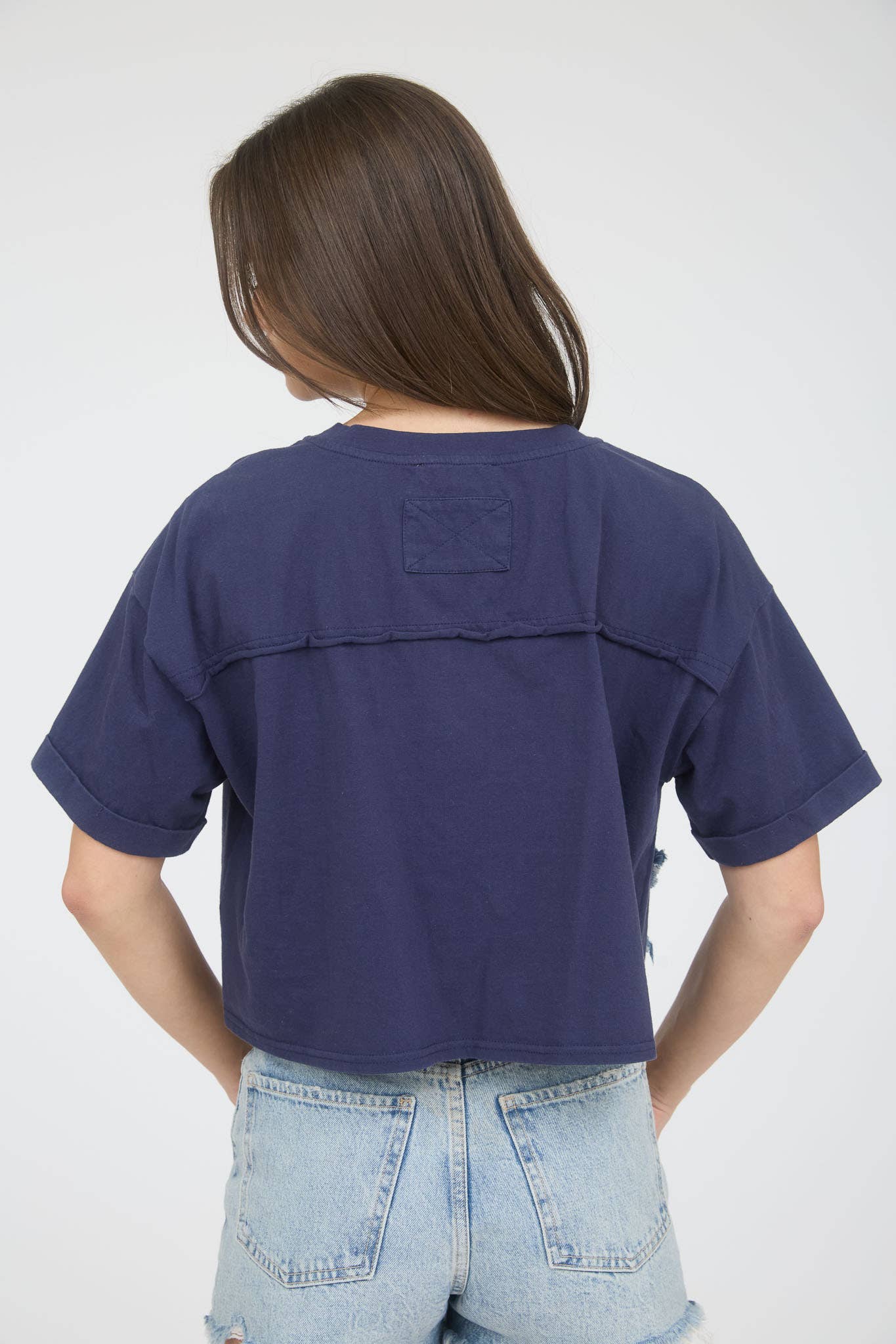 BP DENIM STAR PATCH SHORT SLEEVE KNIT T-SHIRT