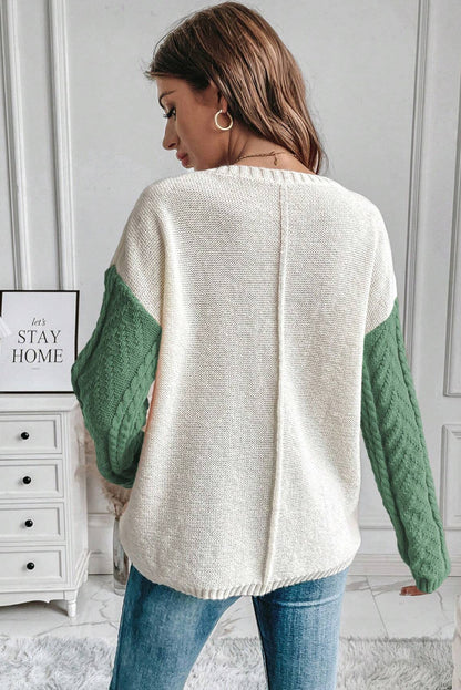 Double Take Full Size Color Block Drop Shoulder Sweater