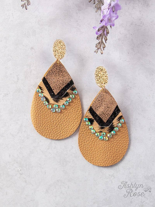Way You Are Pleather Teardrop Earrings, Brown