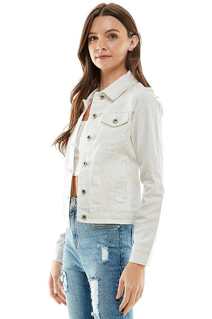 Cotton Blend Stretched  Ladies  Casual Denim Jacket