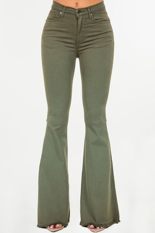 Bell Bottom Jean in Olive- Inseam 30"