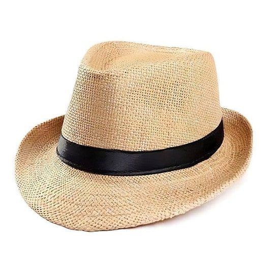 Black Band Summer Straw Fedora Panama Hat