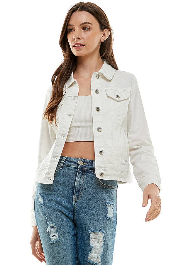 Cotton Blend Stretched  Ladies  Casual Denim Jacket