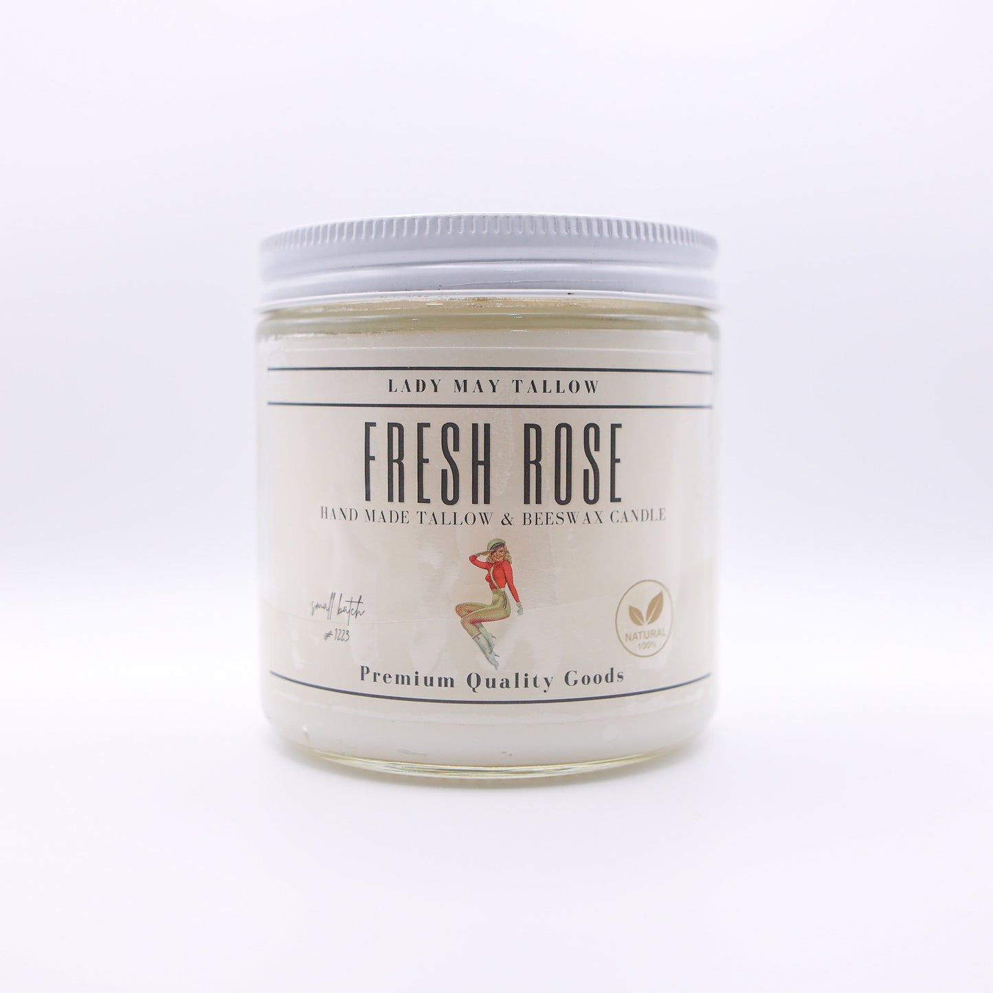 Fresh Rose Tallow & Beeswax Candle | All Natural, Non-toxic, Clean Burning