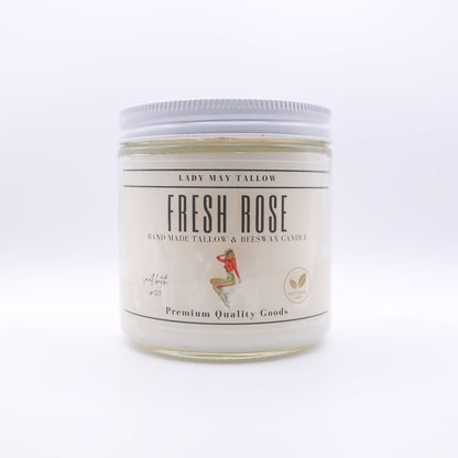 Fresh Rose Tallow & Beeswax Candle | All Natural, Non-toxic, Clean Burning