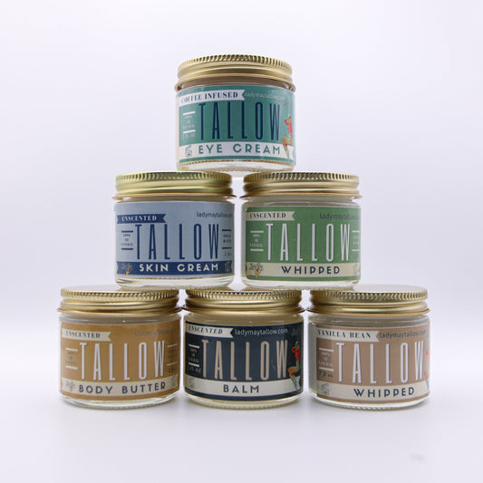 6 Pack Travel Tallow Set | Premium Quality All Natural Gift Box by The Lady May