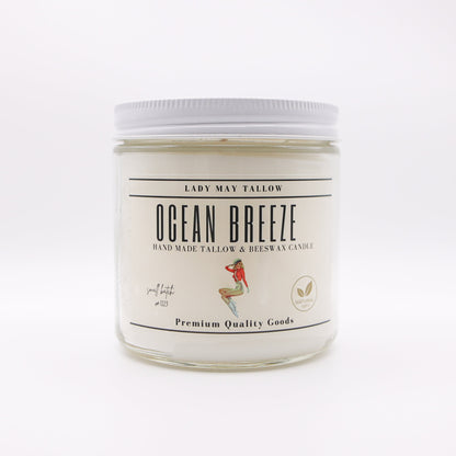 Ocean Breeze Tallow & Beeswax Candle | All Natural, Non-Toxic, Clean Burning