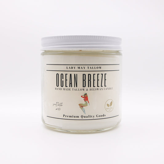 Ocean Breeze Tallow & Beeswax Candle | All Natural, Non-Toxic, Clean Burning