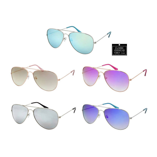 Ladies Aviator Sunglasses Revo Lens Color Mirror Sunglass