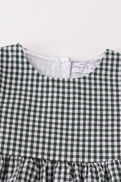 Premium Green gingham girl ruffle set